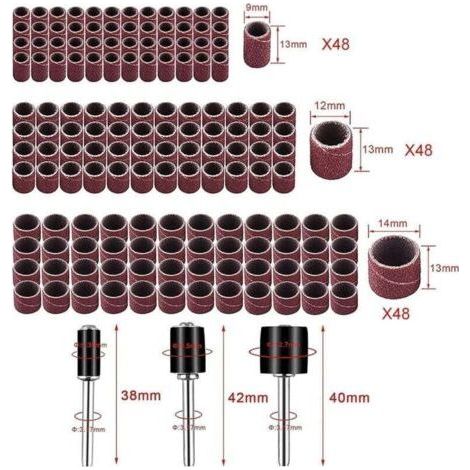 150 Pieces Grinding Drums Kit, Abrasive Belt Sleeves, Sanding Drum and Sleeves, for Sanding Contours, Drill Press, Hand Drill or Arbor (1/3)