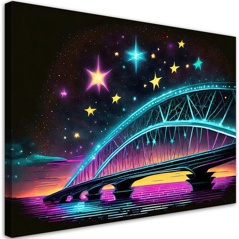 Tableau déco Pont Architecture Néon 100x70 (1/5)