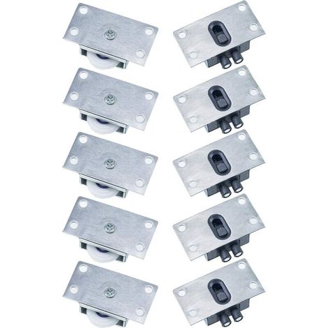 5 paires Galet de Roulement de Porte Coulissante Roues à Rouleaux pour Meubles de Fenêtre Anti-rouille Muet Pas Facile à Porter pour Armoire Armoire Placard Fenêtre (Argent) (1/4)