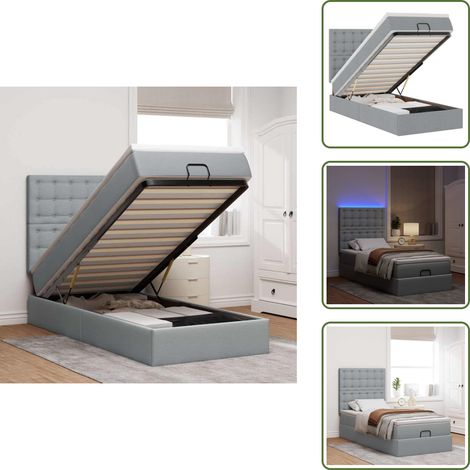 Coprimaterasso lavabile - vidaXL Struttura Letto Pouf con Materasso 100x200 cm in Tessuto - Luci a LED