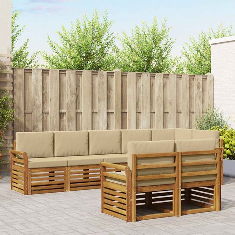 vidaXL Sofagarnituren 8 pcs Natur und Beige Massivholz Akazie (1/5)