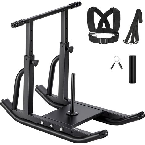 Traîneau de Puissance Poussée Traction, Équipement d'Entraînement de Force, Vitesse et Explosivité avec Poignée Réglable en Hauteur, Compatible avec Disques de 2,5 et 5 cm, pour Fitness, Noir (1/5)