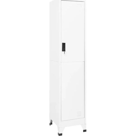 Armadietto da ufficio moderno di design 38 x 45 x 180 cm con anta con serratura design elegante in acciaio bianco 020046990
