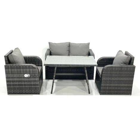 Fimous Salon de jardin Fauteuil Canapé 2 places Table à manger oblongue rectangulaire (1/4)