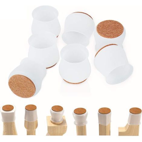 28Pcs Silicone de Chaise Pieds Protecteur, Silicone Chaise Casquettes Pieds, Embout de Chaise avec Antidérapant Feutre Empêchent les Rayures au sol et Réduisent le Bruit,transparent (1/3)