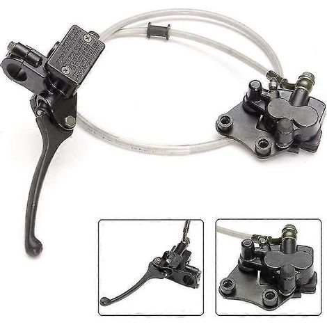 Kit de frein à disque avant pour moto, compatible avec la plupart des pit bikes, dirt bikes, quads et VTT de 110cc, 125cc et 140cc. Comprend étrier, maître-cylindre, flexible et plaquettes de frein. (1/5)