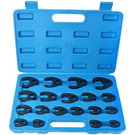 Clé à Fourche 19 pièces, Jeu de Clés à Fourche 19 Pièces avec Clé Dynamométrique Dimensions 8-32 mm Pour Conduites de Frein et Écrous de Tuyau (1/5)
