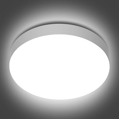 19 W LED Ceiling Light, IP65 Waterproof Bathroom Ceiling Light, 20 cm Round, Equivalent 126 W, Waterproof for Wet Use, Ceiling Light, Bathroom Light, Hallway, Dressing Room – Round White (1/5)