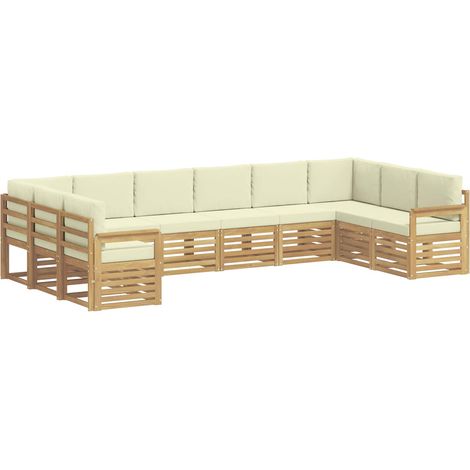 Set di divani da esterno 7 pz Bianco e Crema Poliestere vidaXL (1/5)