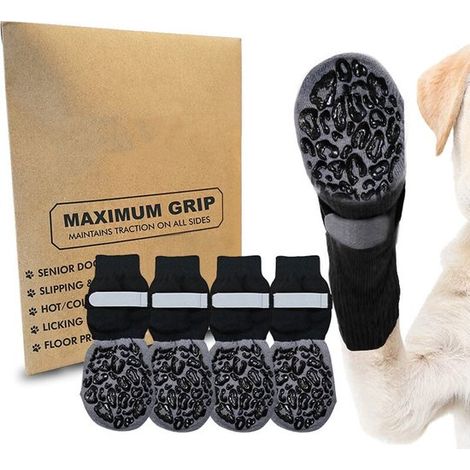 Calzini antiscivolo per cani, 2 paia, regolabili, protezione per zampe su entrambi i lati, per cani di piccola e media taglia, colore: marrone caffè, taglia XL (8,6 x (1/5)