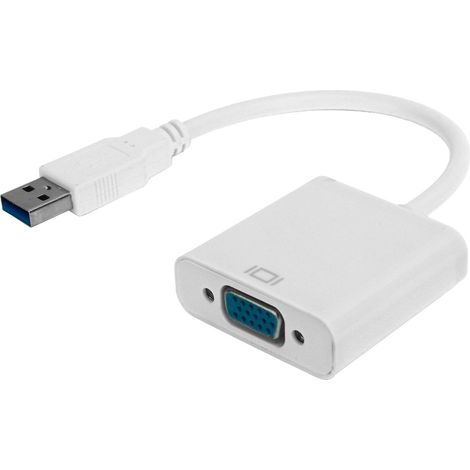 Câble adaptateur USB 3.0 vers VGA 1080P, 5 Gbps, carte vidéo externe blanche, 15 broches (1/5)
