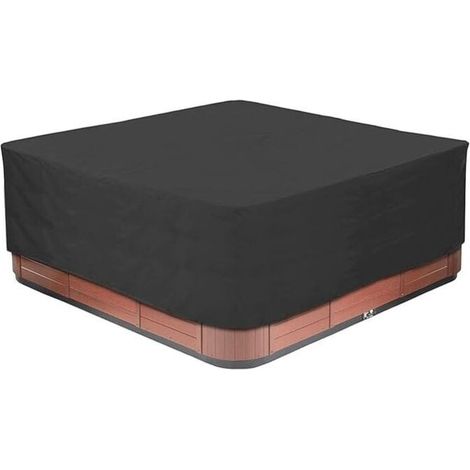 Trywise Housse de protection pour spa, jacuzzi, piscine, baignoire, housse de spa en tissu Oxford pour jardin extérieur, anti-poussière, imperméable, noir, anti-UV, 218 x 218 x 30 cm (1/4)