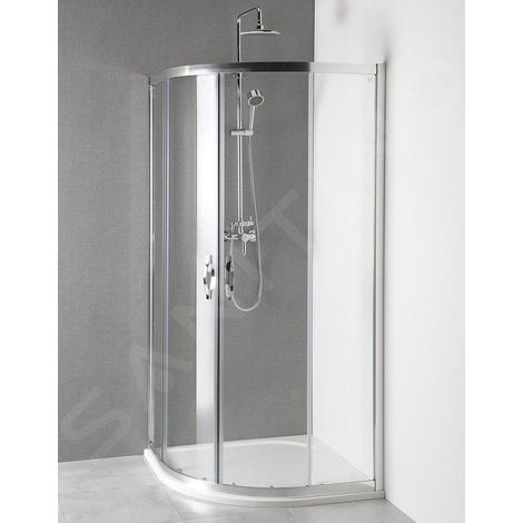 Sapho – Cabine de douche 90x90x190 cm avec receveur en marbre coulé – Portes coulissantes – Verre clair 5 mm – AG4290 (1/5)
