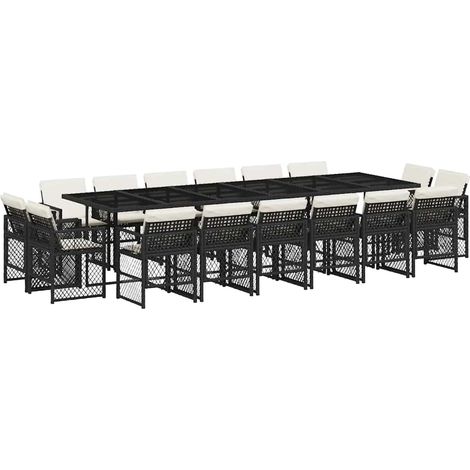 Maison Exclusive - Ensemble à manger de jardin 17 pcs coussins noir résine tressée (1/5)