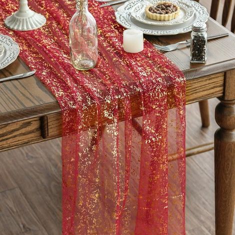 Striscia da tavolo trasparente con lamina glitterata 75 x 300 cm Decorazione per tavolo da cucina e da pranzo Decorazione per vacanze, feste e compleanni (per de (1/5)