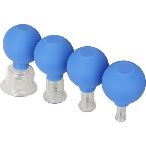Set mit 4 Glas-Saugnäpfen für Gesichtsmassage, Anti-Cellulite und Hautpflege, Lymphdrainage und Straffung (1/5)