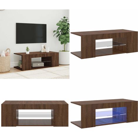 Mobile Porta TV con Luci LED Rovere Marrone 90x39x30 cm - TV stand con luci RGB - Mobile TV Rovere Marrone