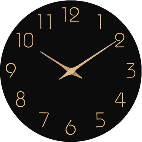 Horloge murale silencieuse sans tic-tac, à piles, en bois, à suspendre, pour la décoration de la maison, de la salle de bain, de l'école ou du bureau, QingHai (1/5)