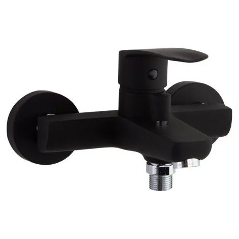 Nuevo mezclador de bañera y ducha fly" negro montado en la pared.