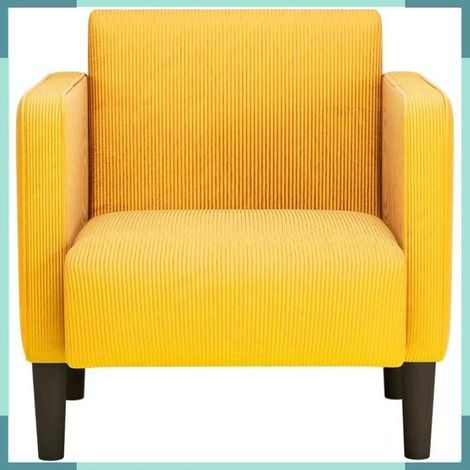 4100521 Canapé-chaise accoudoirs jaune foncé 54 cm tissu velours ctelé (1/5)