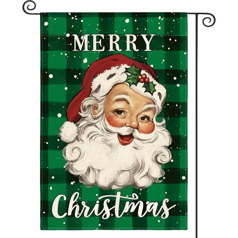 Drapeau De Jardin - Drapeau Extérieur Double Face - Motif Père Noël Et Noël - 30 X 45 Cm - Pour Décoration Extérieure Hivernale (1/5)