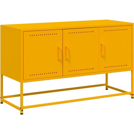 Mobile TV multimediale scaffale per televisione televisione buffet sala da pranzo soggiorno camera da letto giallo senape 100,5 x 39 x 60,5 cm acciaio giallo 020027654