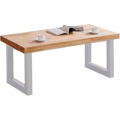 Home Heavenly®- Mesa de centro elevable DAREK, con cajón interior, Tabla de madera, Patas metal  Color: Roble - Blanco (1/5)