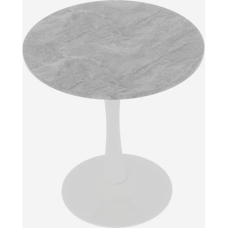Table basse ronde en marbre blanc 70 cm, style milieu du siècle, pour 2-4 personnes (1/5)