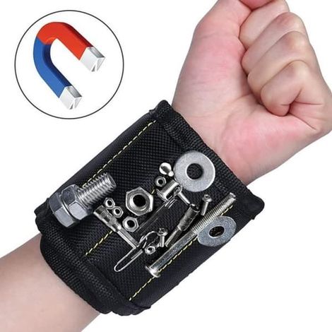 Bracelet magnétique pour bricoleurs / outil de bracelet facilitant le travail pour le maintien des clous, des vis ou des vis à tête creuse. (1/4)