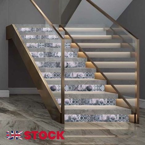 Holdfiturn 13PCS 18x100CM Stair Stickers Moroccan Mosaic Wall Tile Stickers Peel and Stick Backsplash Self-Adhesive Vinyl Home Decoration DIY Splashbacks for Kitchen Tile Paint Stick on Tiles (1/5)