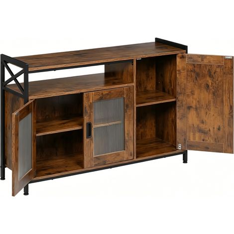 Aparador industrial de cocina con estante abierto y armarios 110x33x75 cm (1/5)