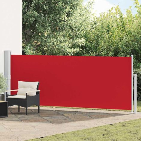Store latéral rétractable brise-vue pour terrasse et balcon polyester rouge et gris 140 x 500 cm - PANGIVO (1/5)