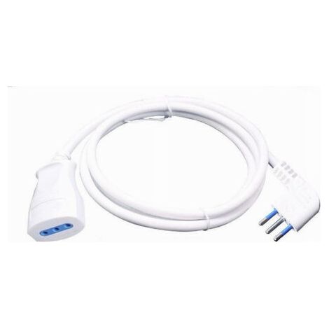 Extension Linéaire Blanche 5 Mt Avec Fiche 10a 2p + T + 10a 2p + Câble De Jupe 90 ° 83271 (1/2)