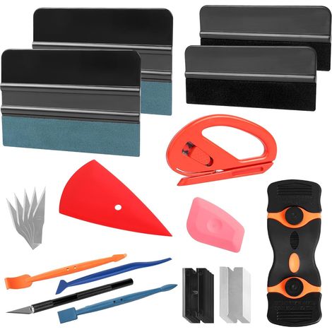 27 Pièces Kit Pose Film,Raclette Feutre,Couteau Précision,Outils Teintage,Vitre Voiture (1/5)