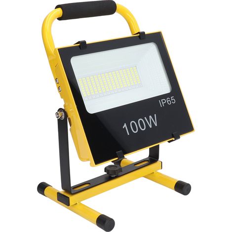 IP65 wasserdichte, wiederaufladbare LED-Lampe, 100 W, 9000 lm, 6500 K, tragbarer Außenstrahler, mit 100-240 V EU-Stecker, Gartenbeleuchtung, für den Innen- und Außenbereich, kabellos. (1/5)