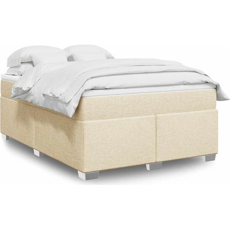 Boxspringbett mit Matratze Creme 140x190 cm Stoff (1/5)
