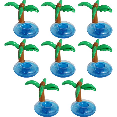Lot de 8 porte-gobelets flottants gonflables, sous-verres gonflables pour fête à la piscine (1/5)