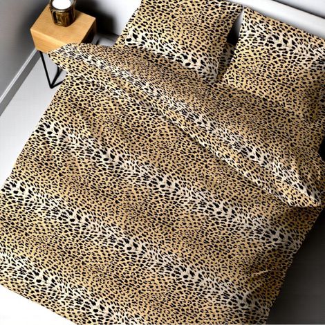 Copripiumino Leopardato - Set Letto in Puro Cotone 100% - Singolo, Piazza e Mezza, Matrimoniale - Made in Italy Cm. 155X200 (1/5)