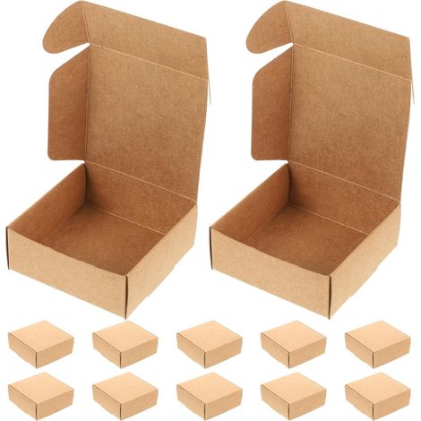Boîte Carrée en Papier Kraft Vintage 15pcs Trou de Cœur, Robuste et Pratique pour Emballage de Chocolats et Échantillons Cosmétiques en Boutique (1/5)