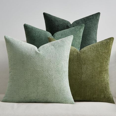 Topfinel Housse de Coussin 40 x 40 Lot de 4 Decoratives Vert Colorees Dégradées Chambre Salon Maison Housse Coussin Carré Chenille Doux pour Canapé Lit Jardin Déco