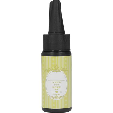 Adhésif UV 25 g, sûr et non toxique, flacon étanche avec fermeture hermétique, résine UV jaune transparente à durcissement rapide.