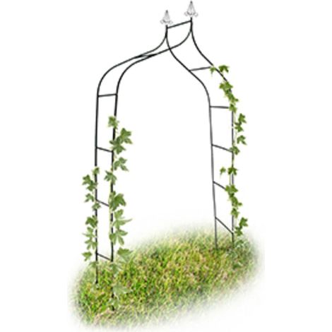 Arco de rosas de metal curvo con punta en punta