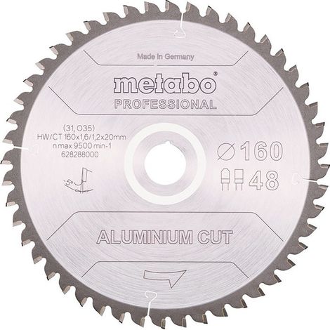 Hoja de sierra circular Metabo 628447000, disco de 25,4 cm para aluminio, corte preciso y limpio, ideal para trabajos industriales y profesionales, color metálico