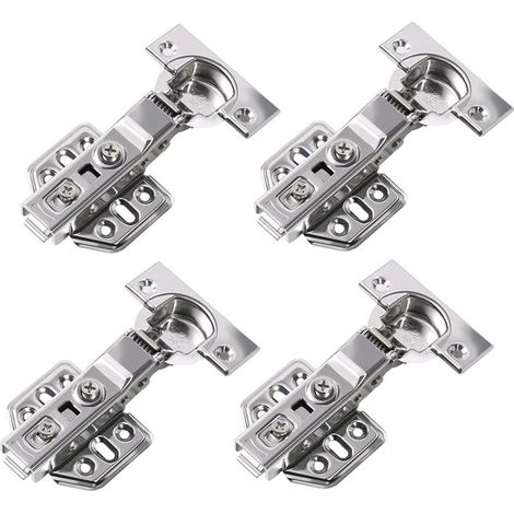 Charnière de meuble, charnière à recouvrement partiel pour porte fermée de meubles à cadre, acier inoxydable nickelé, lot de 4 (1/5)