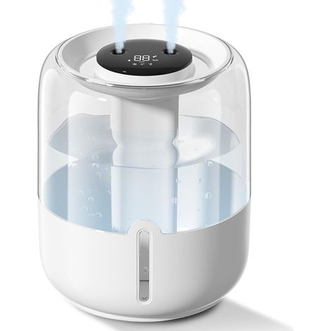 Humidificateur 3,8L silencieux, veilleuse, double buse, affichage hygrométrique. Remplissage par le haut. (1/5)