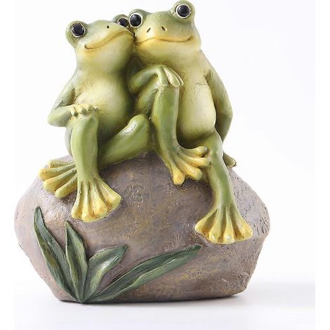 Froschpaar auf Steinstatuen, Harzfiguren, Ornament, lustiger Liebhaber, Tier, romantische Skulptur, Heim-, Büro- und Gartendekoration