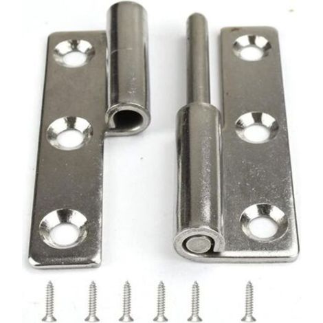 2 Pack Small Sliding Joint Hinge for Right Handed Lid Door - 3" Long Heavy Duty Stainless Steel 6 Hole Hinge (1/5)