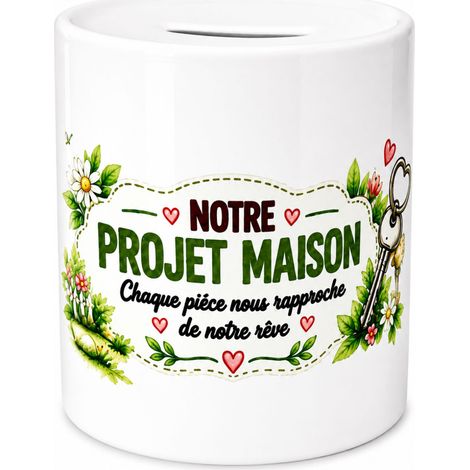 Tirelire couple en céramique cagnotte pour future maison (1/3)