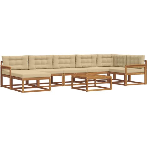 Ensemble de canapés d'extérieur 8 pcs Salon de jardin Naturel et Beige (1/5)