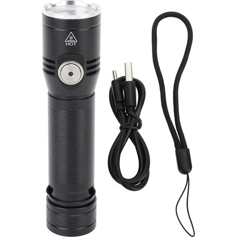 Ortviai Torche LED haute puissance 2050 lm, étanche IP67, charge USB-C, alliage d'aluminium, 6 modes, pour extérieur et urgence (1/5)